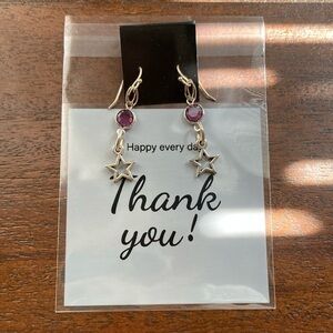 Long sterling silver circle purple crystals 6cm long little over 3 cm long.